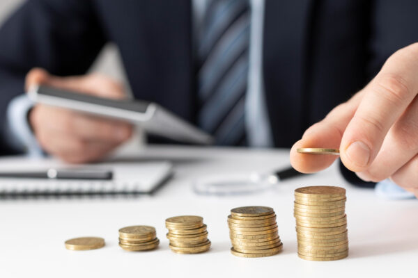 front-view-finance-business-elements-assortment